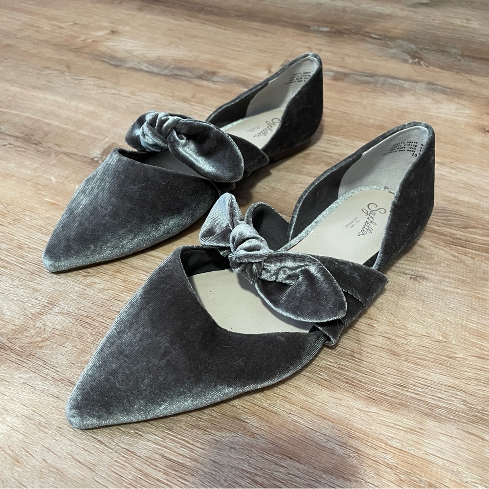 Seychelles Clara Velvet Bow Knot Pointed Toe Ballet Flats Olive Green US 10 - Picture 2 of 10